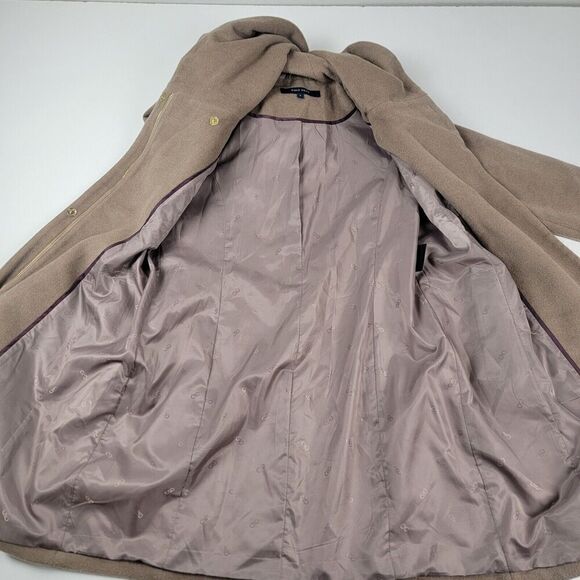 Cole Haan US Size 8 Wool Blend Coat Beige Oat with $498 Retail‎ Tag & Large Hood - Picture 10 of 12